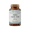 Conalt Alpha Lipoic Acid 600 mg bottle (30 capsules) showing chemical structure and "Universal Antioxidant" concept.