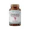Conalt Glukotera bottle (60 caps) with a red spiral symbol indicating blood sugar control, labeled "Innovative Formula".