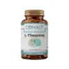 Conalt L-Theanine bottle (30 capsules) showing a graphic of a chaotic mind turning into a calm mind, labeled "Mental Supports Care".