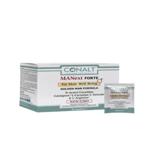 Conalt MANext FORTE box (30 sachets) featuring Carnipure logo and "Golden Man Formula" text.