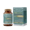 Conalt MegaTen WOMAN 50+ bottle (30 capsules) highlighting "Postbiotic 5 Billion CFUs", Carnipure, and MecobalActive logos.