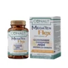 Conalt MegaTen Flex bottle (60 capsules) listing ingredients Glucosamine, Chondroitin, MSM, and Boswellia for joint support.