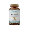 Conalt Yoneex bottle (30 capsules) featuring a golden eye icon and listing Lutein, Zeaxanthin, and Astaxanthin.
